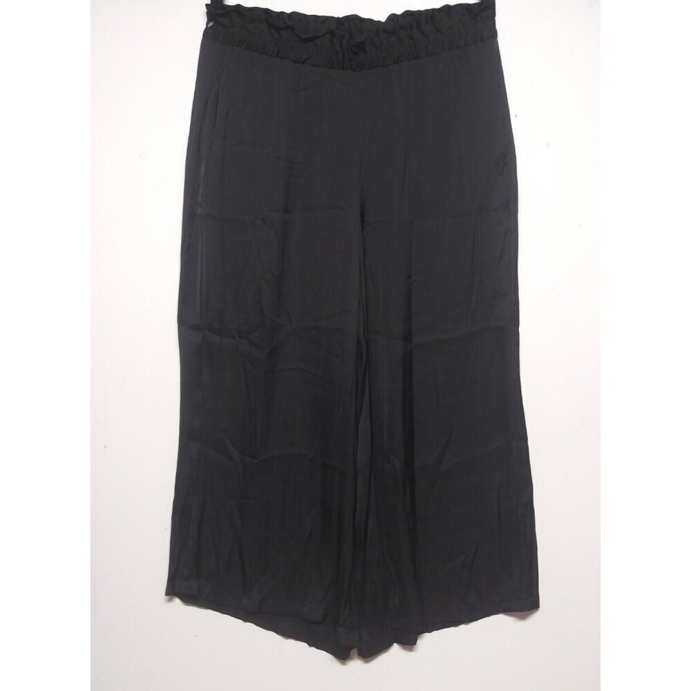 Maison d'Amelie Paris Anthropologie Wide Leg Pants Sz 12 Black Paperbag Waist - Picture 14 of 15